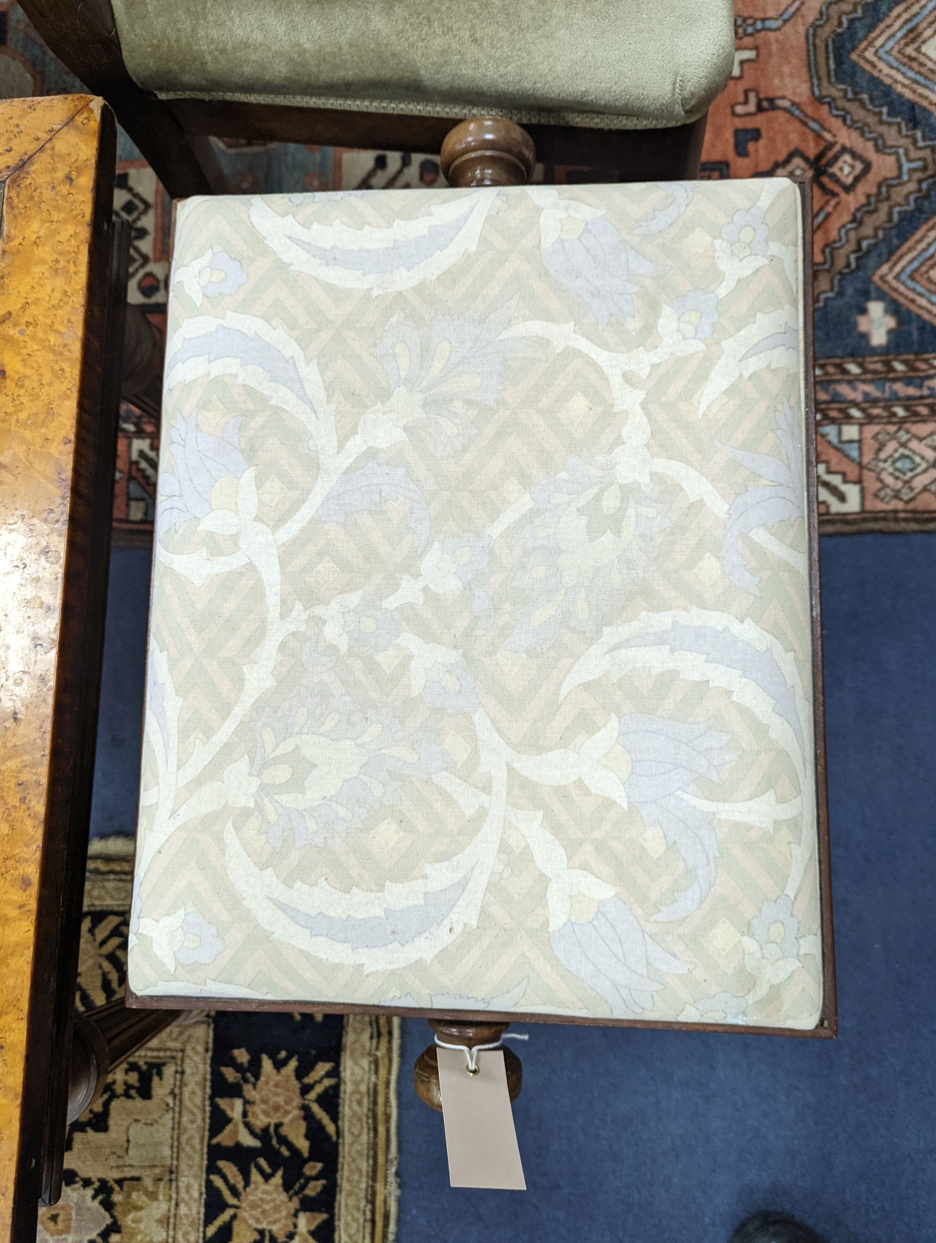 An Edwardian inlaid rosewood piano stool